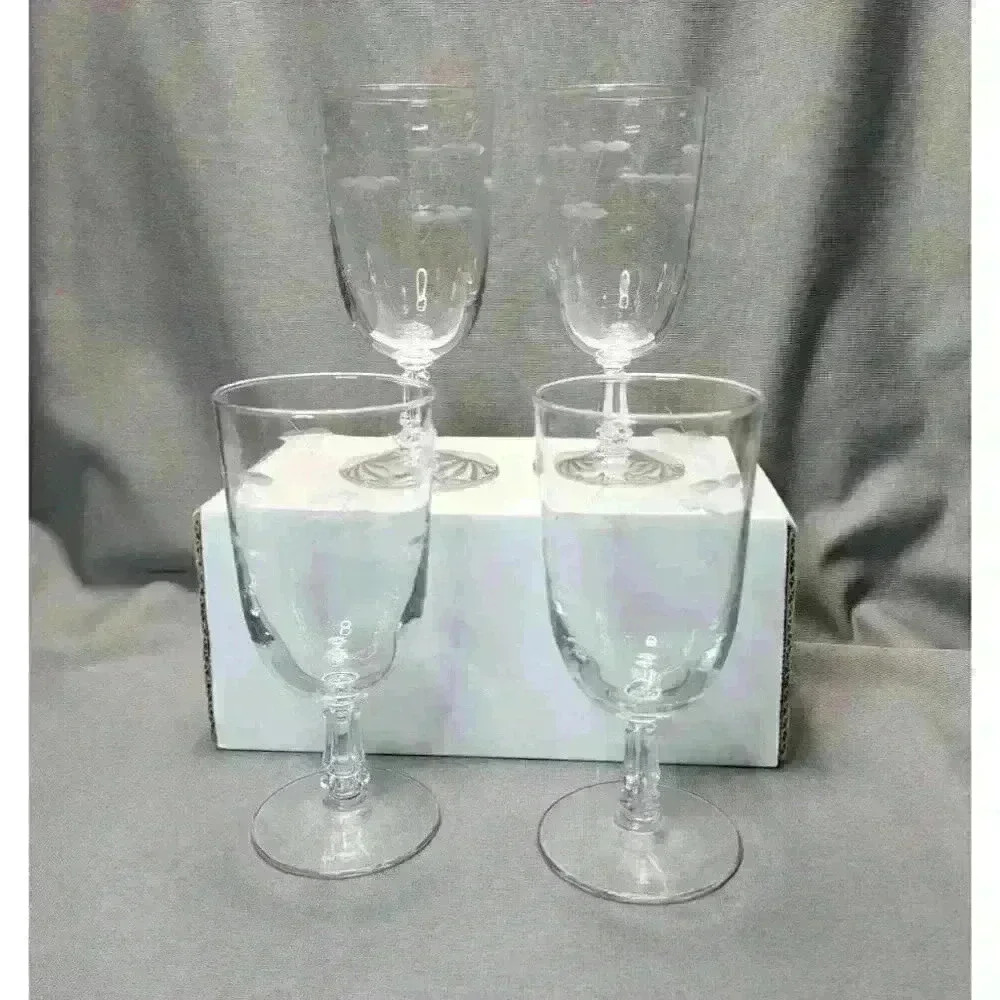 Vintage Libbey Rock Sharpe 3002-1 Wine Water Goblets Iced Tea Glasses Set of 4 - Picture 2 of 5